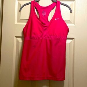 Nike dry fit workout tank top built-in Support bra size large hot pink